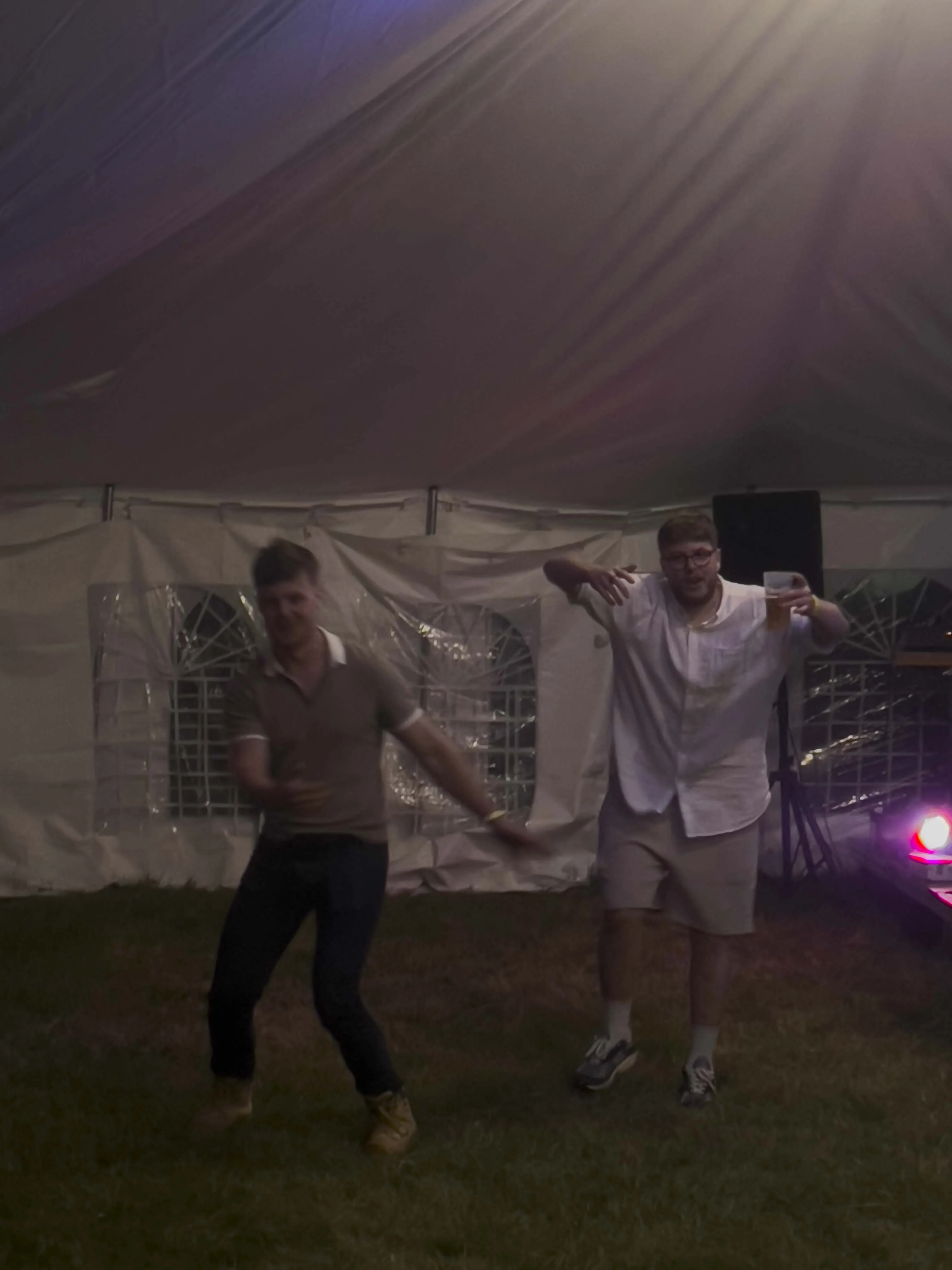 Blue and Toby dancing in the beer tent