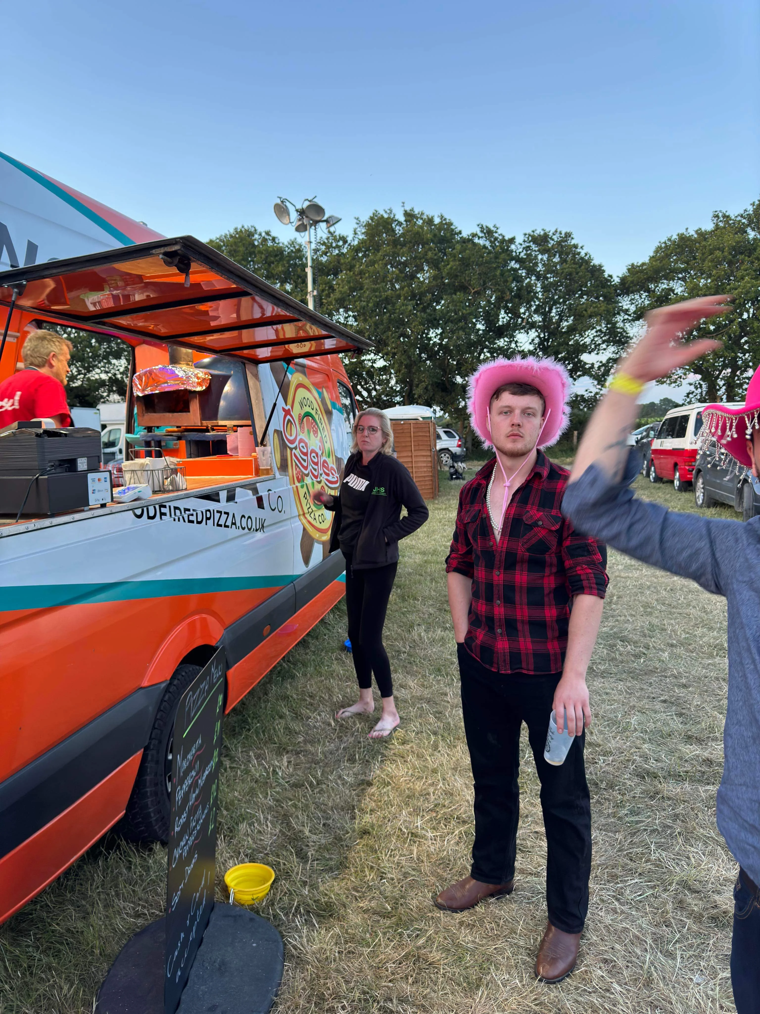 Blue queueing for yummy pizza