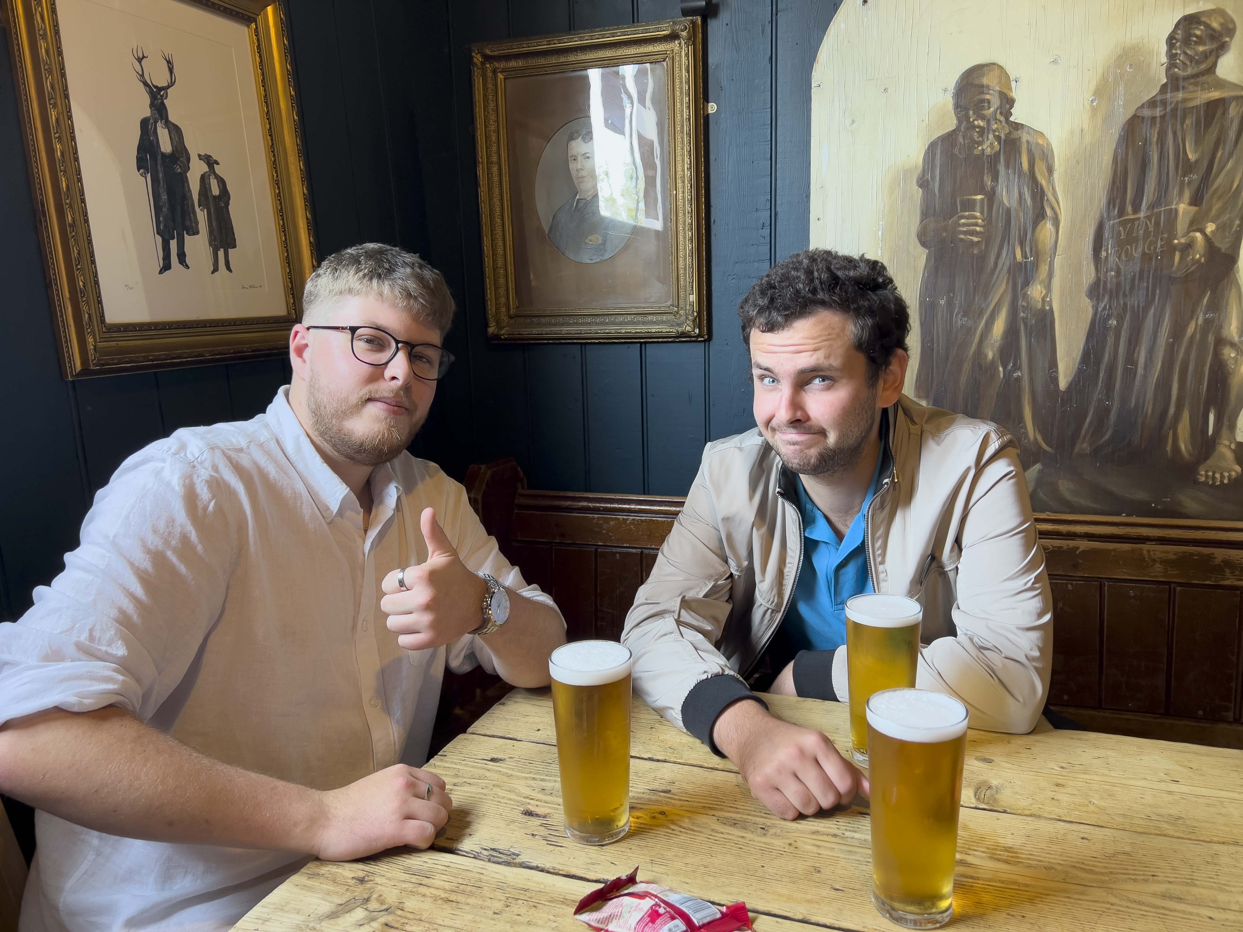 Toby and JD with the first pint