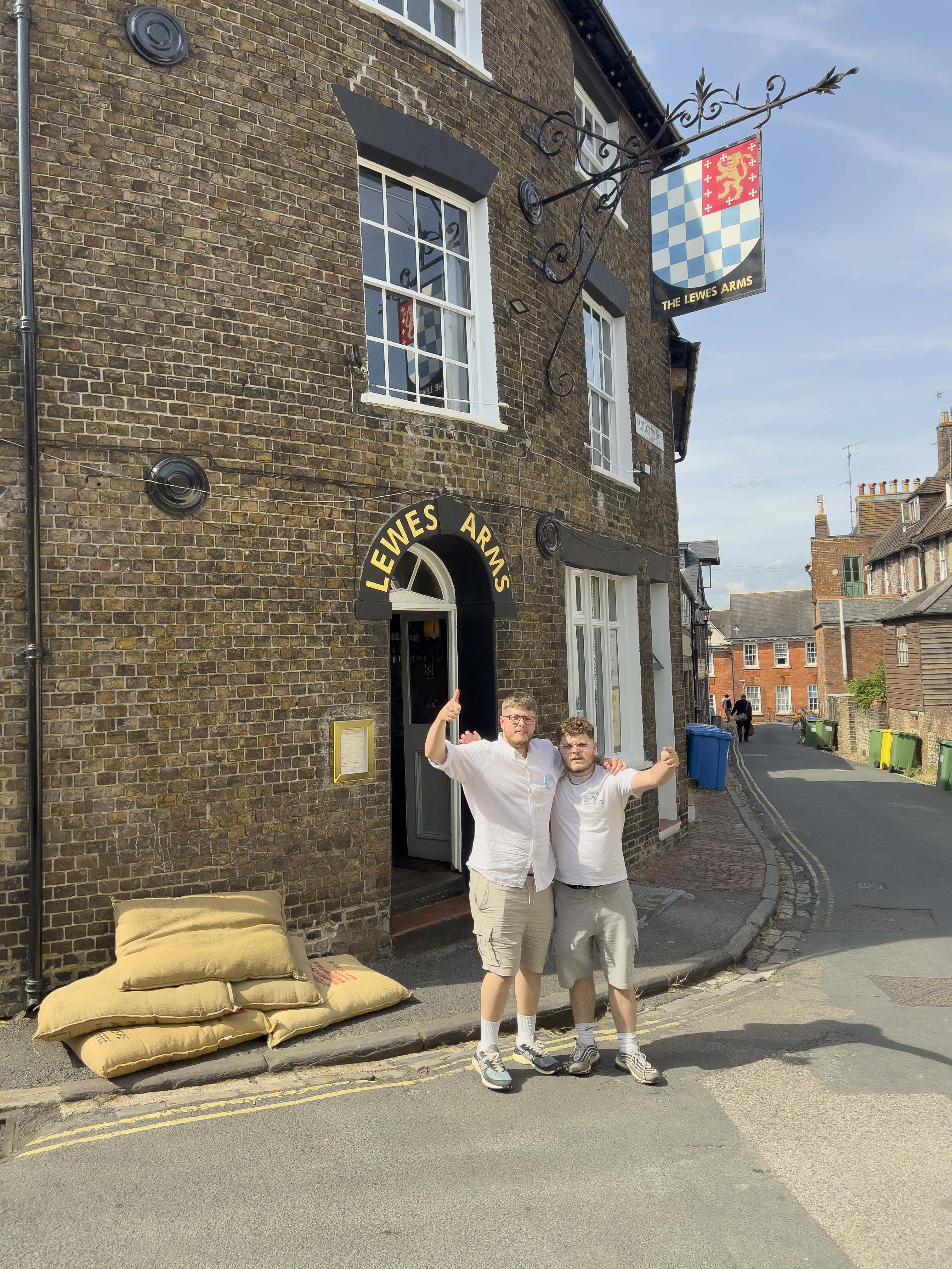 Toby and Alex outside the Lewes Arms