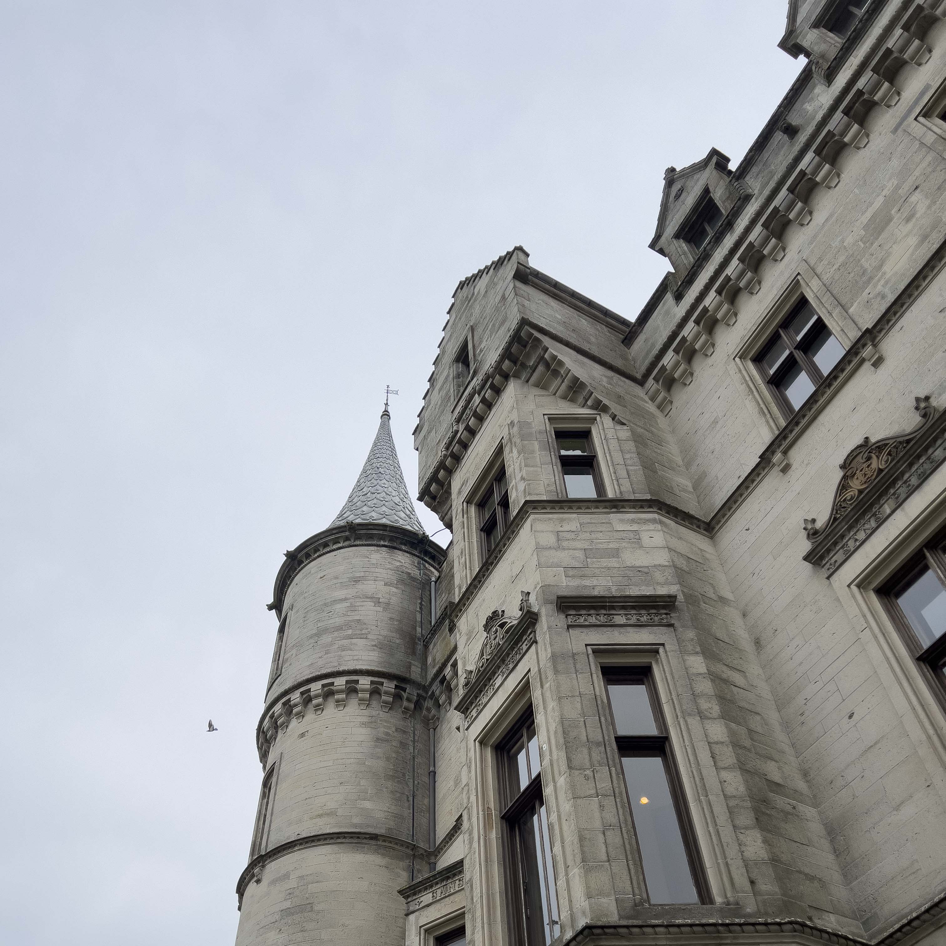 Close up of the castle walls and roof