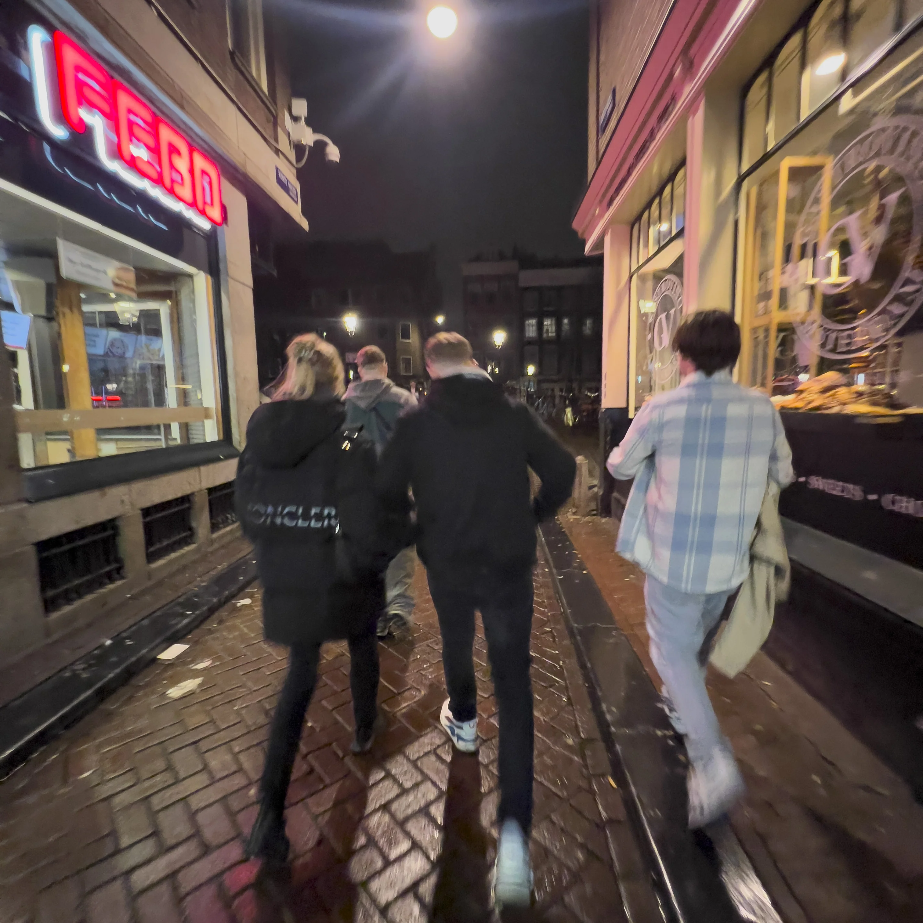 Walking through Amsterdam at night
